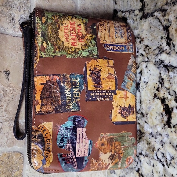 Patricia Nash Travel Sticker Cassini Wristlet